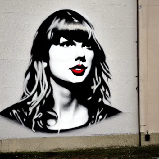 Image similar to a taylor swift painting by banksy, street art photography