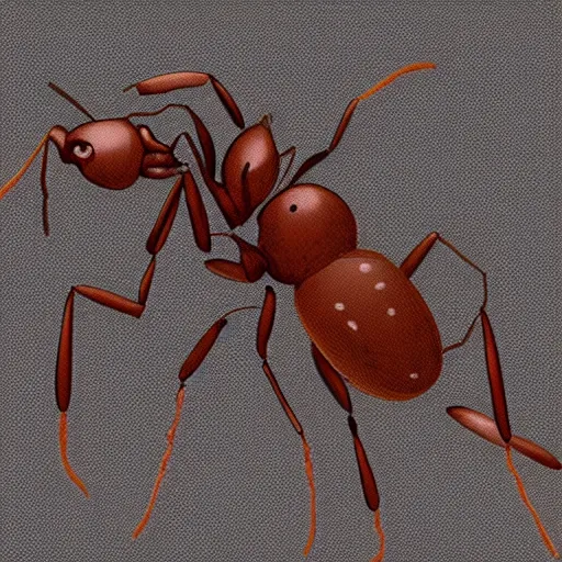 Image similar to A large ant queen standing on her hind legs, digital art