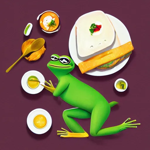 Image similar to pepe the frog face icon stylized minimalist breakfast at tiffany's, loftis, cory behance hd by jesper ejsing, by rhads, makoto shinkai and lois van baarle, ilya kuvshinov, rossdraws global illumination