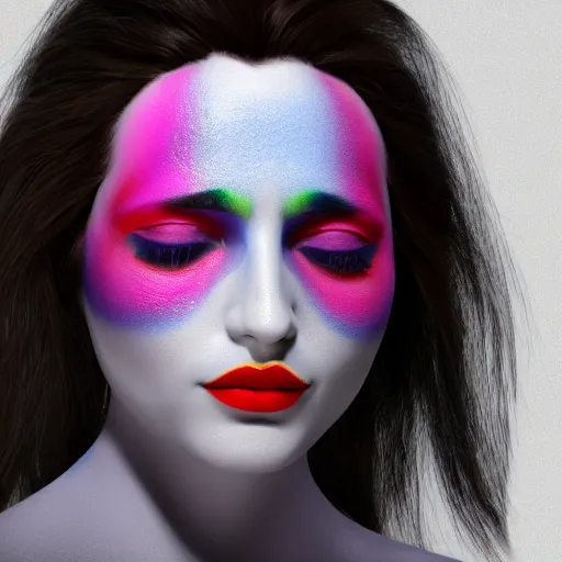 Prompt: 3d unreal engine, 4k 3d render of face painted by Kandinsky, smooth gradients