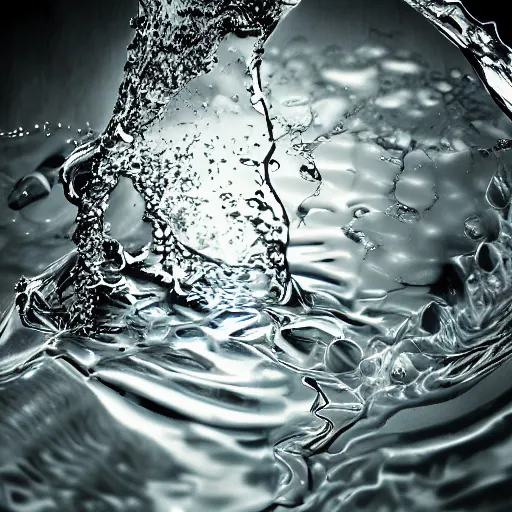 Image similar to water artwork manipulation of a human head, ray tracing, sharp focus, realistic water, long shot