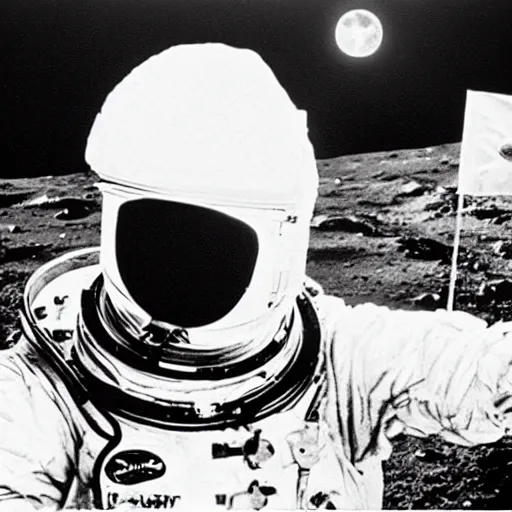 Prompt: The first photograph when the soviets won the moon race