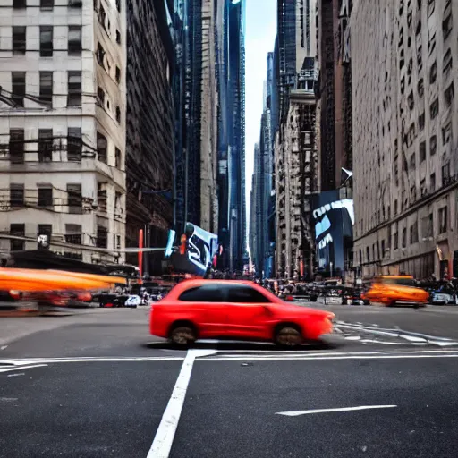 Prompt: a gigantic nike airmax 9 0 shoe in the 5 th avenue, new york, realistic, by origiful, 4 k