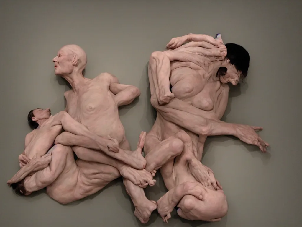 Prompt: an artwork by ron mueck