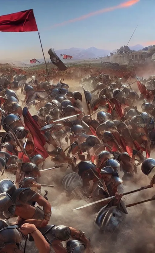 Image similar to gopro footage of the battle of troy, hyperrealistic, unreal engine