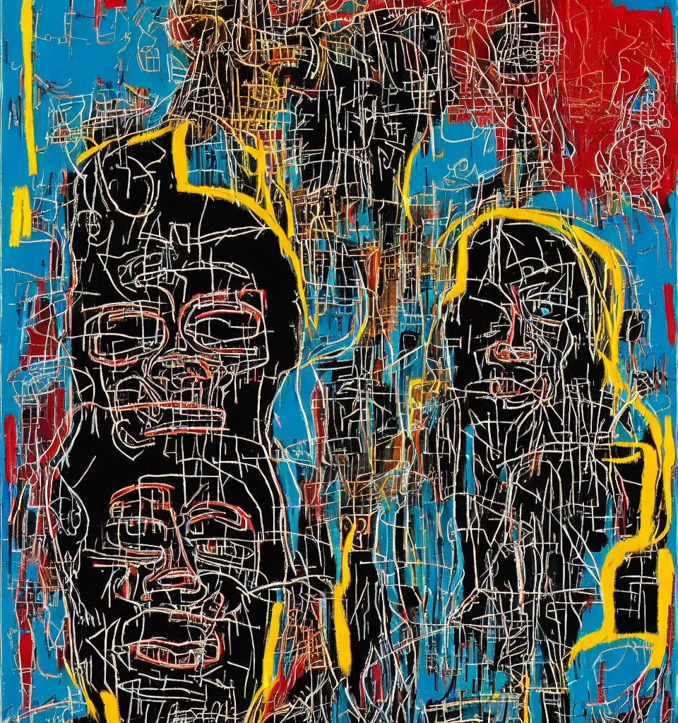 Prompt: a cyberpunk portrait of sasquatch by jean - michel basquiat by hayao miyazaki, highly detailed, sacred geometry, mathematics, snake, geometry, cyberpunk, vibrant, water