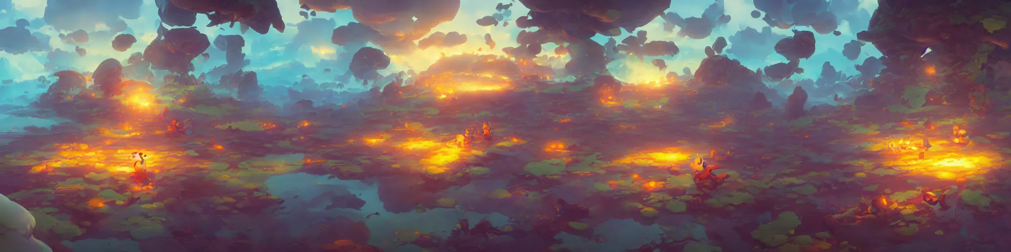 Image similar to 3 6 0 panoramic dynamics matte painting acrylic blur oil wonderland yoshi kurbi dofus, hight contrast,, behance hd by jesper ejsing, by rhads, makoto shinkai and lois van baarle, ilya kuvshinov, rossdraws global illumination