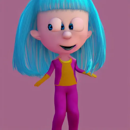 Prompt: suzanne from blender 3 d with colourful hair