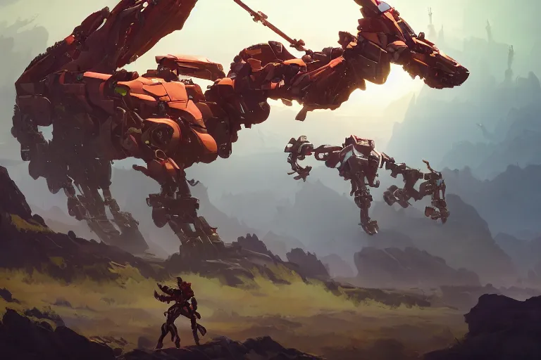 Image similar to rockbreaker machine mecha animal beast robot of horizon forbidden west horizon zero dawn bioluminiscence, behance hd by jesper ejsing, by rhads, makoto shinkai and lois van baarle, ilya kuvshinov, rossdraws global illumination