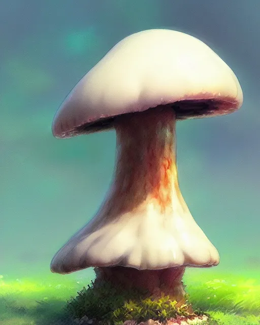 Image similar to a cute thicc mushroom creature animal, by makoto shinkai an krenz cushart