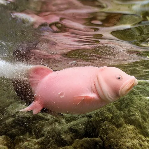 prompthunt: a photo of a blobfish jumping from the water like a marlin