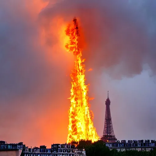 Image similar to eiffel tower on fire
