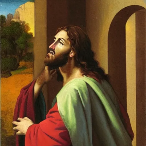 Image similar to Jesus Laments, painted by Carvaggio