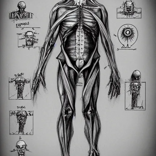 Prompt: A sketch of the anatomy of Vecna
