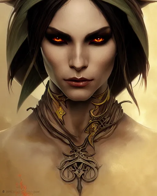 Image similar to a dark elf pirate, fantasy character portrait, ultra realistic, intricate, elegant, highly detailed, digital painting, artstaion, smooth, sharp, focus, illustration, art by artgerm and greg rutkowski and alphonse mucha