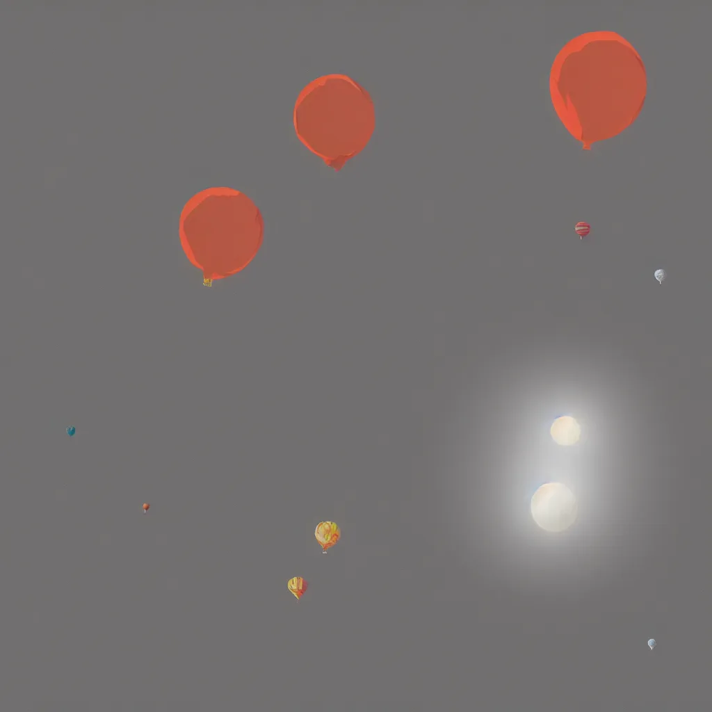 Image similar to ballon flying on moon, artstation