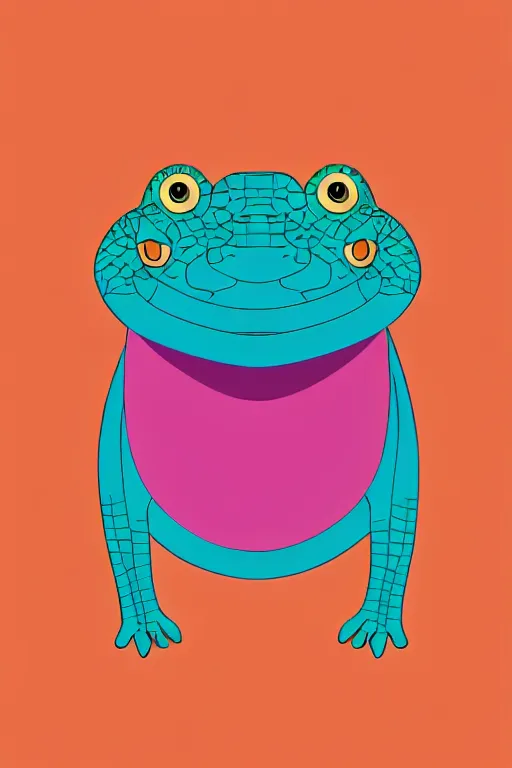 Image similar to minimalist boho style art of a colorful crocodile, illustration, vector art