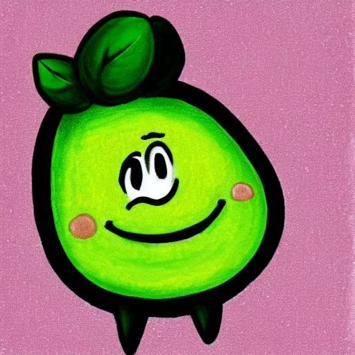 Image similar to drawing of avocado with cute smile face kawai art