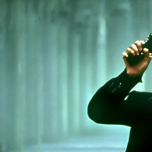 Prompt: Will Smith as Neo In The Matrix, film still, grainy, hd