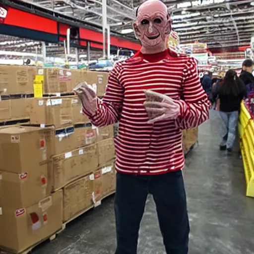 Prompt: Freddy Krueger working at Costco