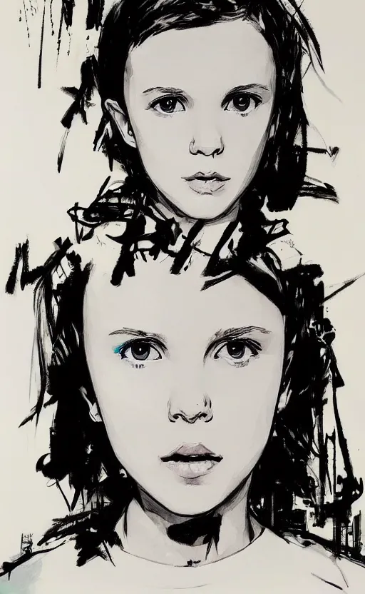 Image similar to Portrait of Millie Bobby Brown by Yoji Shinkawa