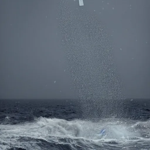 Image similar to Hurricane at sea, square droplets falling from pixel clouds