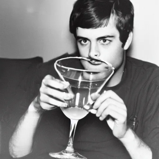 Prompt: a young peter egan drinking from a martini glass, 8 k, high quality