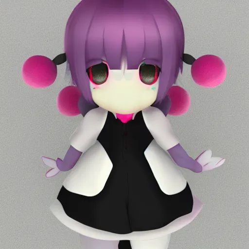 Image similar to cute fumo plush of a girl with a big heart, twee velvet dressed monstergirl, blob anime, bokeh, vray