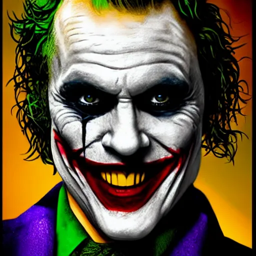 Image similar to heath ledger\'s joker, joke, very joker, the joker, the dark knight joker, very very joker, batman joker, realistic, photorealistic, high-resolution, 4k, 8k, sigma art 85mm f1.4, high contrast, large sensor dslr, professional photo, the joker, joker