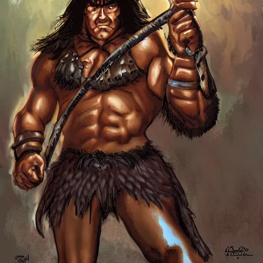Prompt: conan the barbarian in the style of conan the barbarian by frank frazzetta