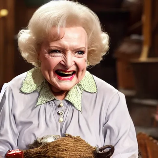 Image similar to betty white as bilbo baggins from lord of the rings