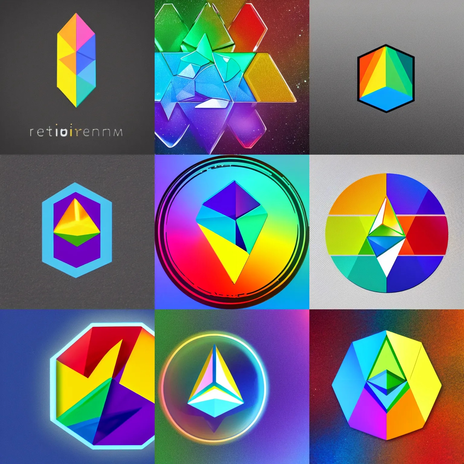 Prompt: rainbow ethereum logo as crystal