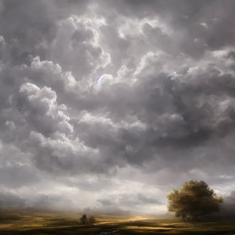 Prompt: a beautiful painting of every cloud has a silver lining, there is always a positive side to any difficult situation, highly detailed, 8 k resolution, trending on artstation