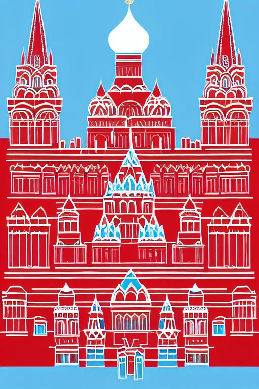 Prompt: minimalist boho style art of colorful moscow red square, illustration, vector art