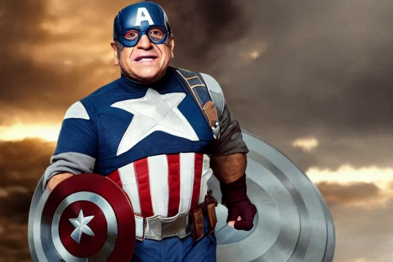 Image similar to danny devito as captain america