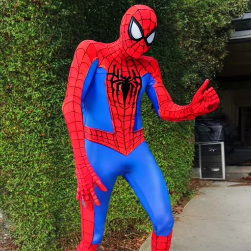 Prompt: jerma 9 8 5 wearing spiderman's costume