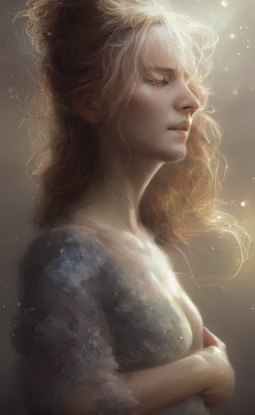 Prompt: first breath of life, sharp focus, intricate, elegant, digital painting, artstation, matte, highly detailed, concept art, illustration, volumetric lighting, bokeh light, art by greg olsen and liz lemon swindle