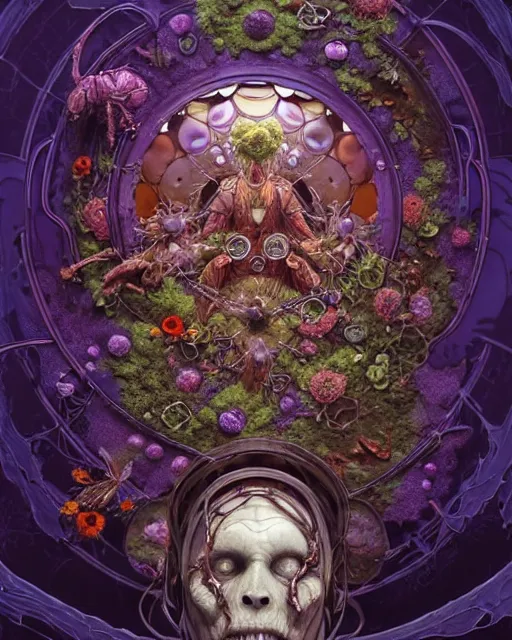 Image similar to the platonic ideal of flowers, rotting, insects and praying of cletus kasady carnage thanos dementor wild hunt doctor doom chtulu mandelbulb mandala ponyo bioshock davinci heavy rain, d & d, fantasy, ego death, decay, dmt, art by artgerm and greg rutkowski and alphonse mucha