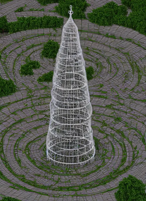 Prompt: highly detailed realistic architecture 3 d render of a spiral stele shukhov tower standing in a city park, archdaily, made in unreal engine 4 octane render