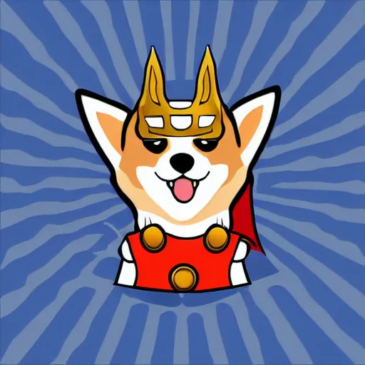 Prompt: corgi dressed as thor, vector art, comic style