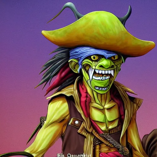 Image similar to stunning digital art of a menacing pirate goblin by eiichiro oda