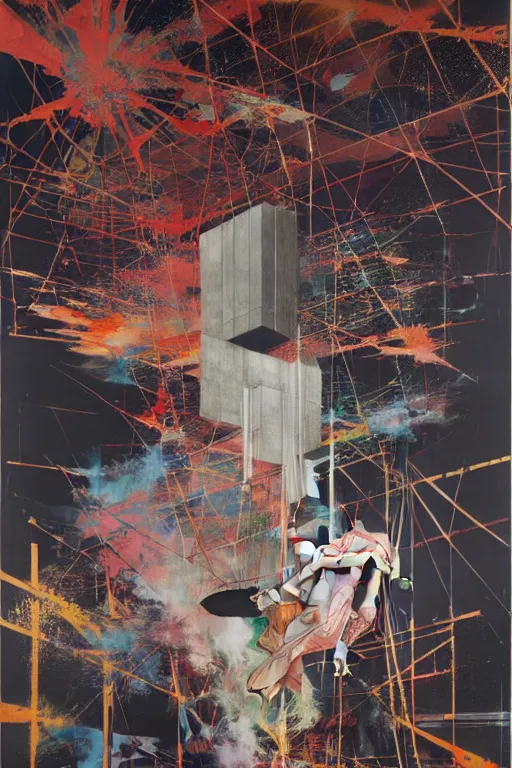 Image similar to the physical impossibility of death, in a brutalist designed space ship, rich deep colours, painted by francis bacon, adrian ghenie, james jean and petra cortright, part by gerhard richter, part by takato yamamoto. 8 k masterpiece