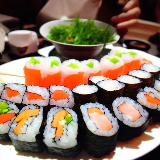 Image similar to a mountain of sushi