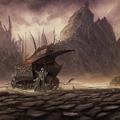 Image similar to Dragnipur wagon, fantasy art, malazan