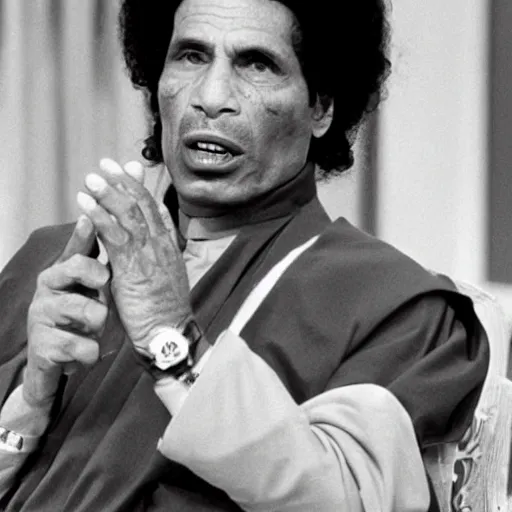 Prompt: A still of Muammar Gaddafi in the sitcom Seinfield