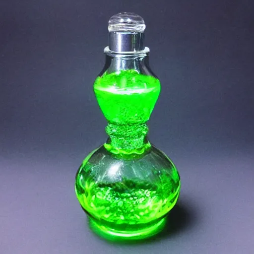 Prompt: potion bottle, full of magical glowing liquid