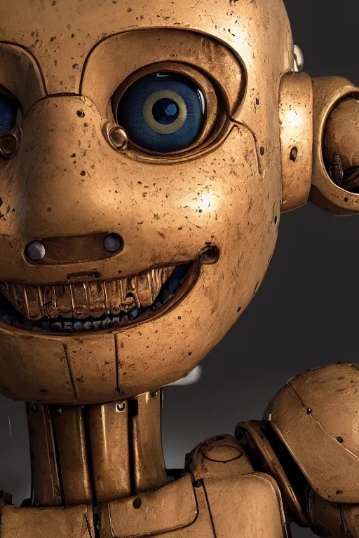 Image similar to freddy robot is chasing me, ultra realistic horror, concept art, intricate details, highly detailed, photorealistic, octane render, 8 k