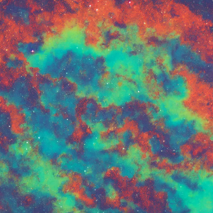 Prompt: album art of an alien landscape made out of different coloured corals and stardust, omni magazine, detailed