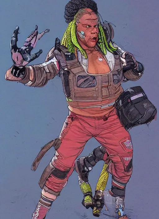 Prompt: apex legends pro wrestler. concept art by james gurney and mœbius.