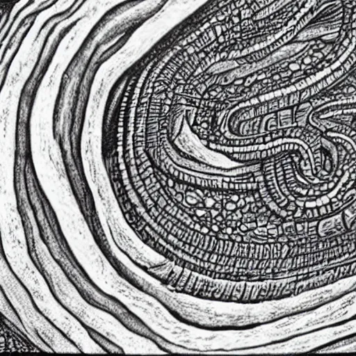 Image similar to quetzalcoatl under an electron microscope, xerox